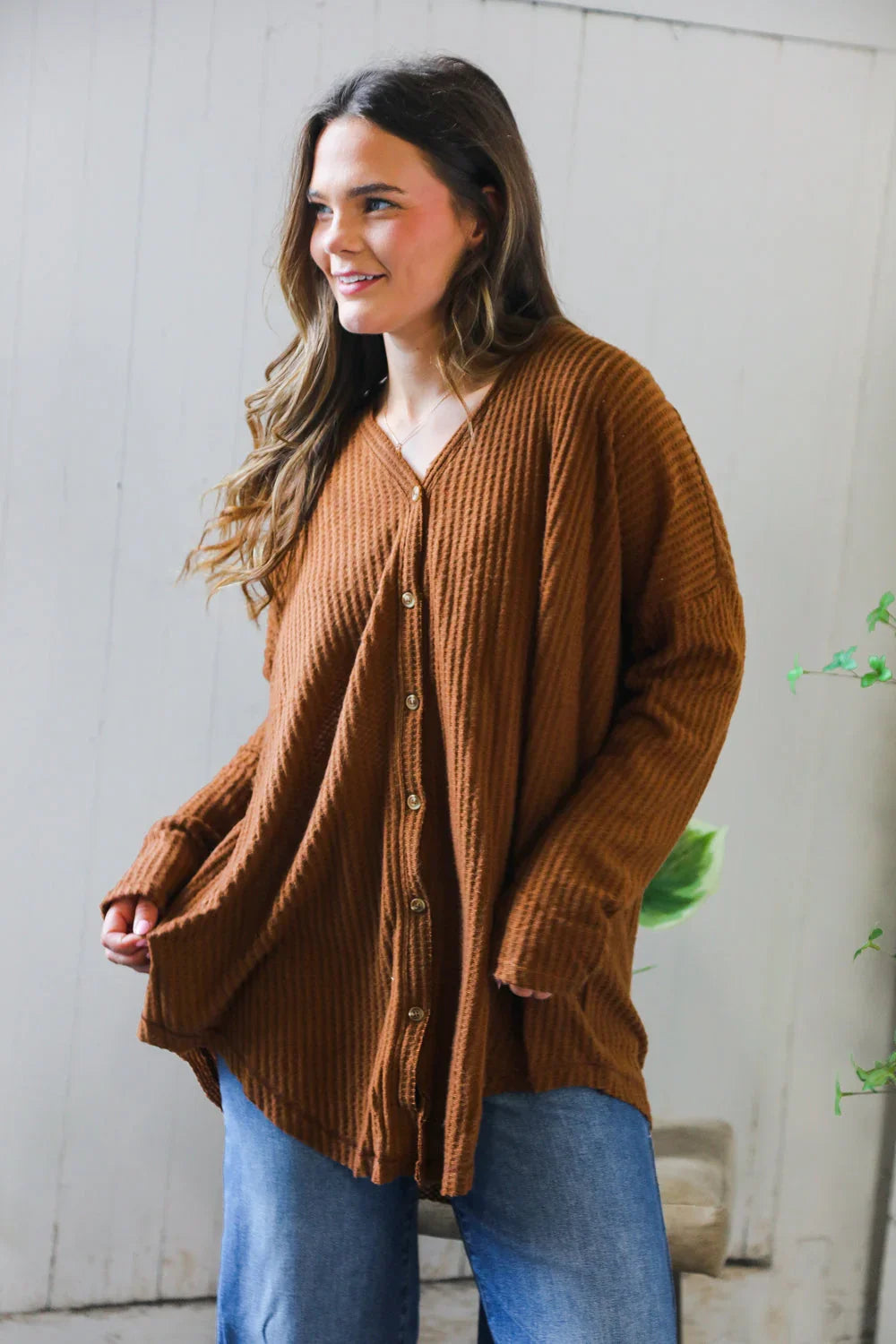 Maple Mornings Mocha Thermal Cardigan | Daverri Fashions
