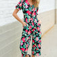Spring Vibes Tropical Floral Ruffle Sleeve Wide Leg Jumpsuit - DAVERRI FASHIONS