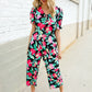 Spring Vibes Tropical Floral Ruffle Sleeve Wide Leg Jumpsuit - DAVERRI FASHIONS