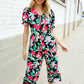Spring Vibes Tropical Floral Ruffle Sleeve Wide Leg Jumpsuit - DAVERRI FASHIONS