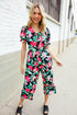 Spring Vibes Tropical Floral Ruffle Sleeve Wide Leg Jumpsuit - DAVERRI FASHIONS