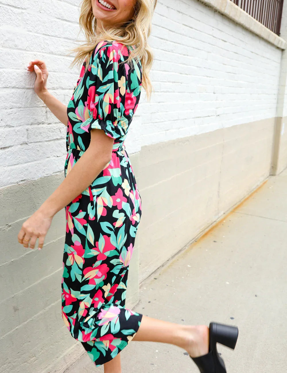 Spring Vibes Tropical Floral Ruffle Sleeve Wide Leg Jumpsuit | Daverri Fashions
