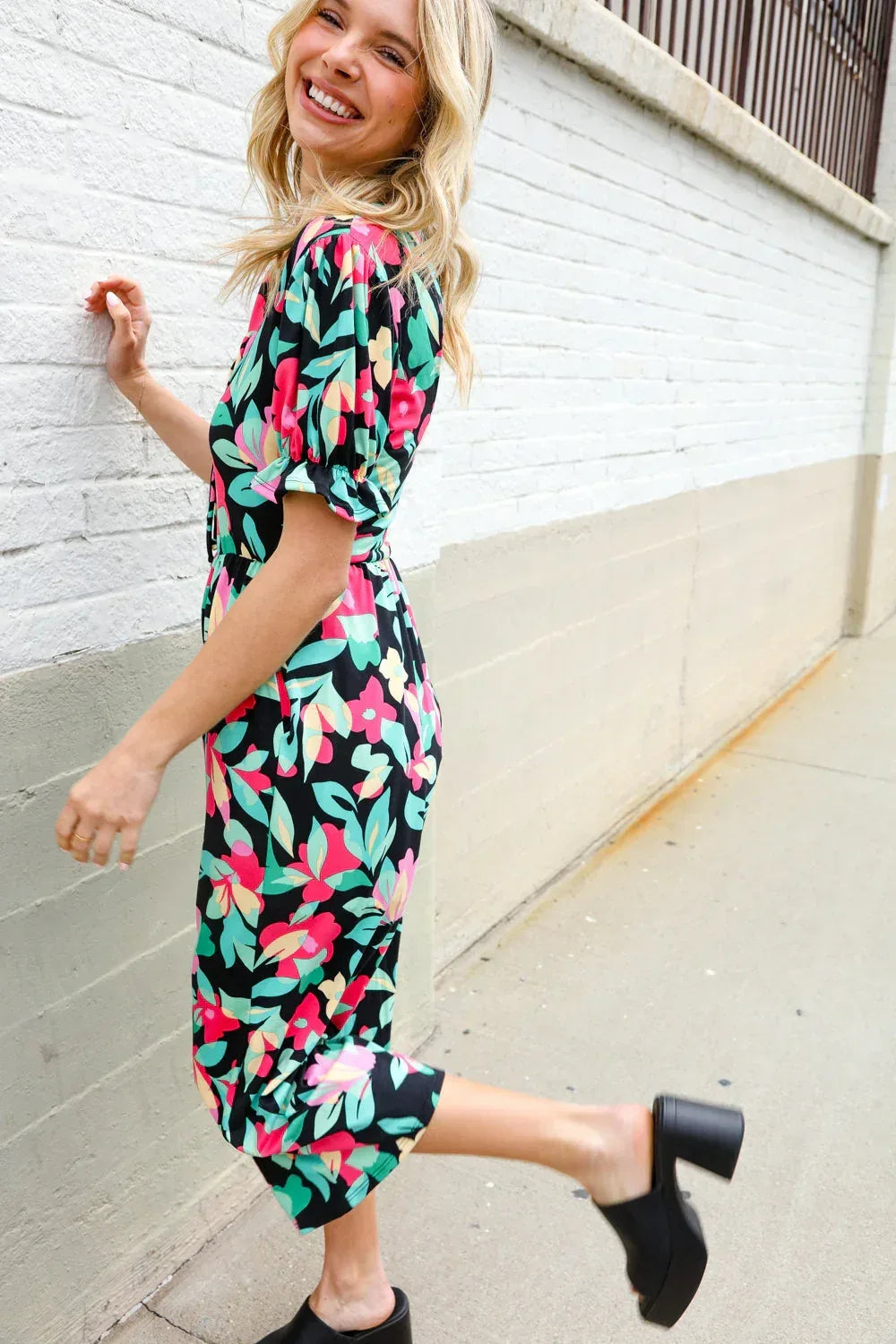 Spring Vibes Tropical Floral Ruffle Sleeve Wide Leg Jumpsuit - DAVERRI FASHIONS