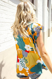 Be Bold Multicolor Abstract Print Flutter Sleeve Mock Neck Top | 07-01-25 Summer Sale Daverri Fashions