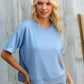 Look My Way Denim Hi-Lo French Terry Outseam Pullover - DAVERRI FASHIONS