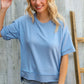 Look My Way Denim Hi-Lo French Terry Outseam Pullover - DAVERRI FASHIONS