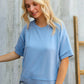 Look My Way Denim Hi-Lo French Terry Outseam Pullover - DAVERRI FASHIONS