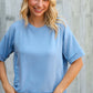 Look My Way Denim Hi-Lo French Terry Outseam Pullover - DAVERRI FASHIONS