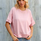 Look My Way Blush Hi-Lo French Terry Outseam Pullover - DAVERRI FASHIONS