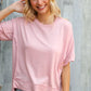 Look My Way Blush Hi-Lo French Terry Outseam Pullover - DAVERRI FASHIONS