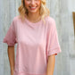 Look My Way Blush Hi-Lo French Terry Outseam Pullover - DAVERRI FASHIONS