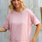 Look My Way Blush Hi-Lo French Terry Outseam Pullover - DAVERRI FASHIONS
