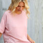 Look My Way Blush Hi-Lo French Terry Outseam Pullover - DAVERRI FASHIONS