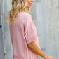 Look My Way Blush Hi-Lo French Terry Outseam Pullover - DAVERRI FASHIONS
