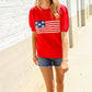 American Flag Bubble Short Sleeve Jacquard Sweater Knit Pullover - DAVERRI FASHIONS