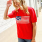 American Flag Bubble Short Sleeve Jacquard Sweater Knit Pullover - DAVERRI FASHIONS