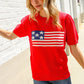 American Flag Bubble Short Sleeve Jacquard Sweater Knit Pullover - DAVERRI FASHIONS