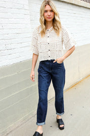 Judy Blue High-Rise Boyfriend Dark Blue Wash Jeans | Daverri Fashions