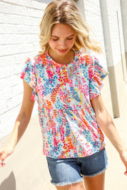 Perfect Find Ivory Floral Leaf Print Short Sleeve Babydoll Top | Daverri Fashions