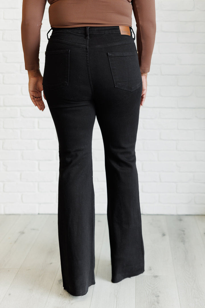 Etta High Rise Control Top Flare Jeans in Black Denim