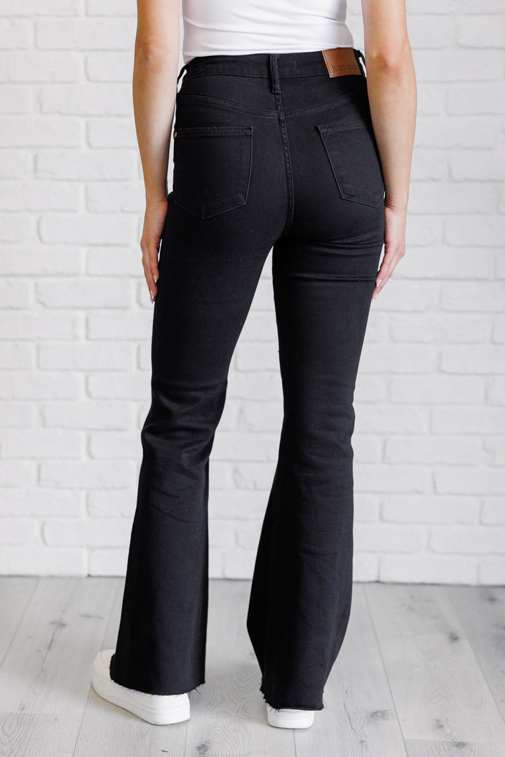 Etta High Rise Control Top Flare Jeans in Black Denim