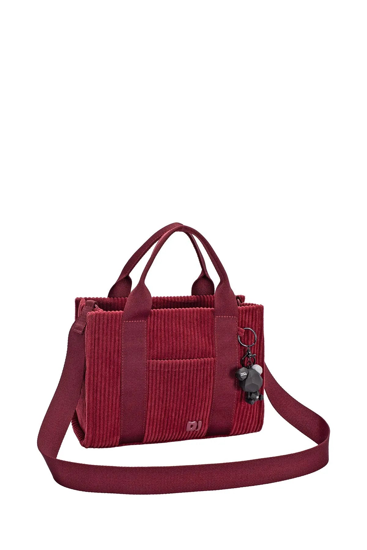 David Jones Corduroy Handbag Bag with Charm Details | Handbags Daverri Fashions