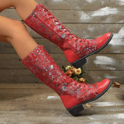 Lace Up Block Heels Boots | Boots Daverri Fashions