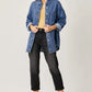 RISEN Button Up Drop Shoulder Denim Shacket Shackets