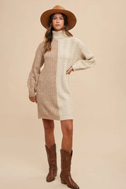 Annie Wear Color Block Turtleneck Sweater Dress | Sweaters Daverri Fashions