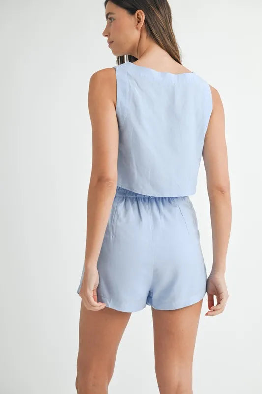 MABLE Sleeveless Crop Top and Shorts Set