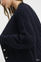 Umgee Cable Knit Pearl Button Cardigan | Cardigans Daverri Fashions
