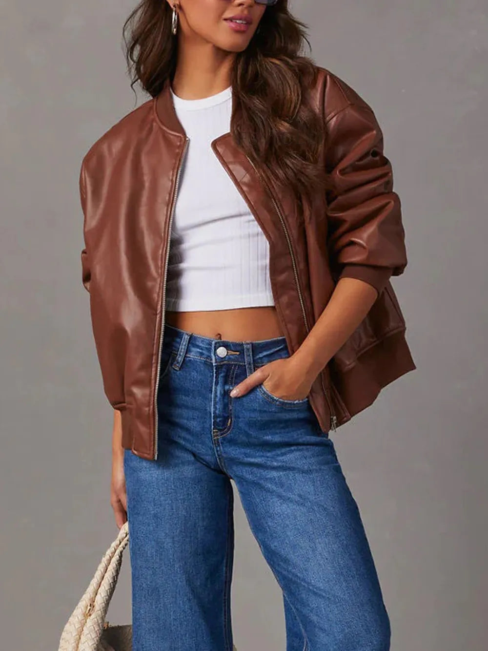 Zip Up Long Sleeve Bomber Jacket | Bomber Jackets Daverri Fashions