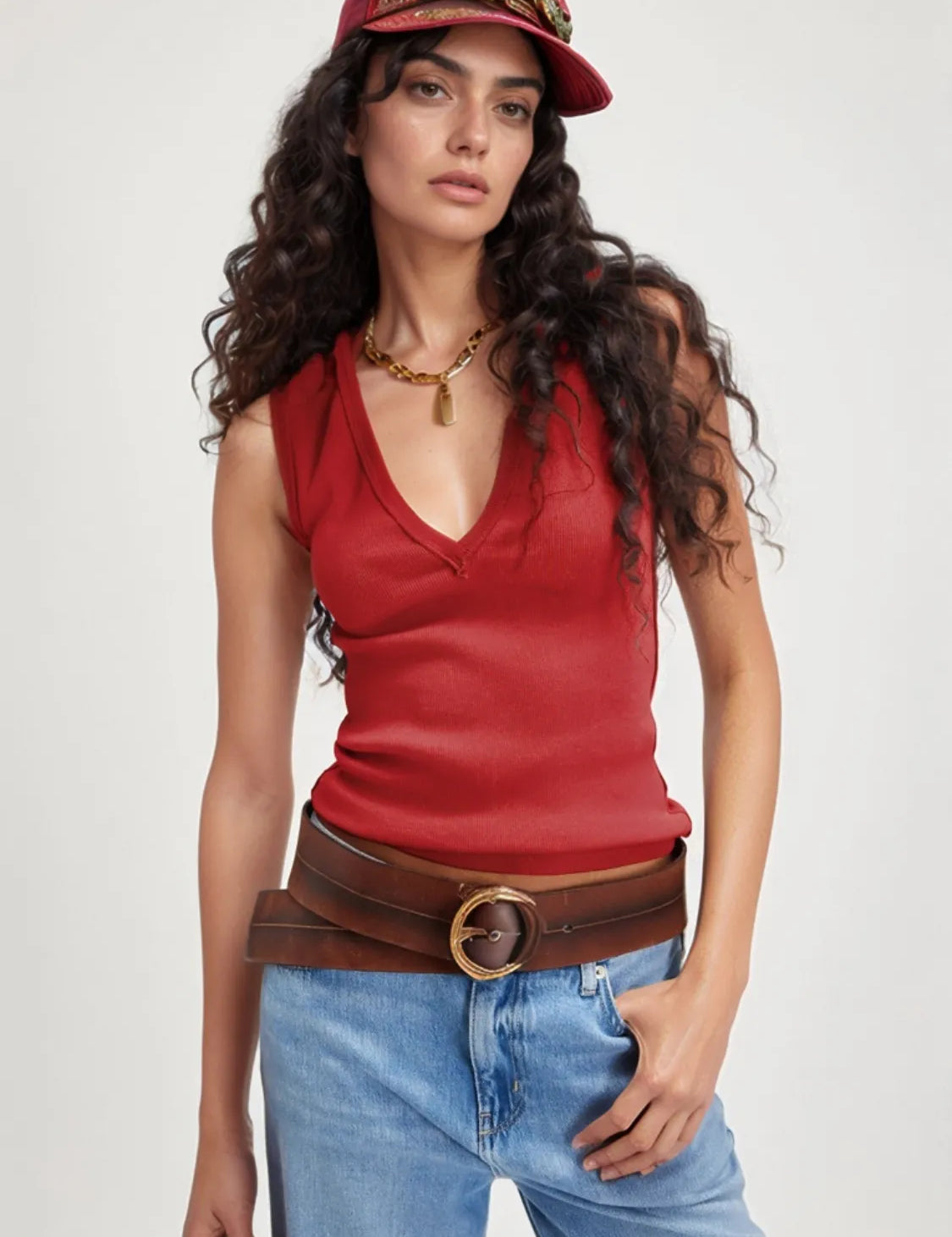 Scarlet Solid V-Neck Tank | Tank Tops Daverri Fashions