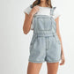 MABLE Square Neck Ruffle Shoulder Denim Overall Romper Shortalls