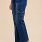 Annie Wear Dark Wash Straight Leg Jeans with Cargo Pockets Jeans
