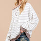Ces Femme Striped Round Neck Drop Shoulder Sweatshirt - DAVERRI FASHIONS