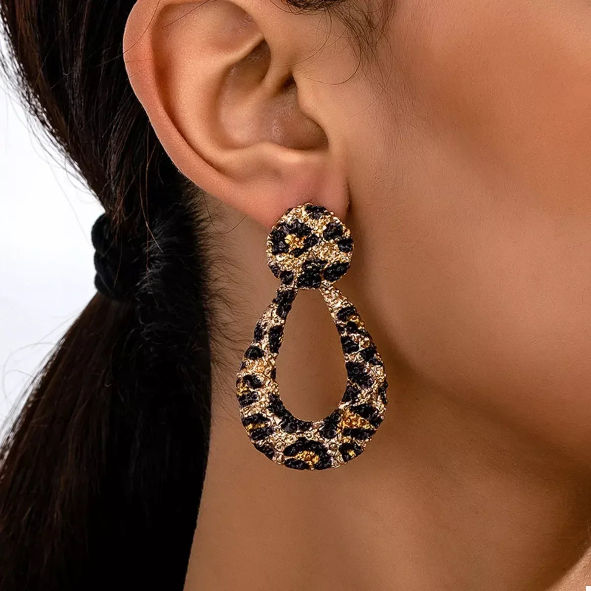 18K Gold-Plated Leopard Dangle Earrings - DAVERRI FASHIONS