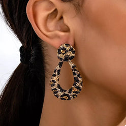 18K Gold-Plated Leopard Dangle Earrings - DAVERRI FASHIONS