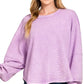 Zenana Acid Washed Exposed-Seam Sweatshirt - DAVERRI FASHIONS