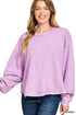 Zenana Acid Washed Exposed-Seam Sweatshirt - DAVERRI FASHIONS