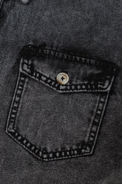 Short Sleeve Flap Pocket Button Up Raw Hem Denim Shirt | Shirts Daverri Fashions