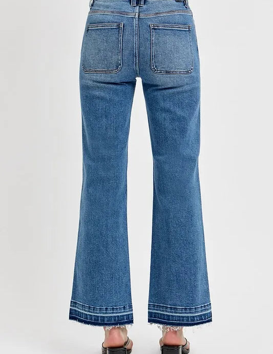 RISEN Full Size Raw Hem Ankle Bootcut Jeans Plus Size | Daverri Fashions