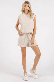 Mittoshop French Terry Crew Neck Top and Shorts Set | Outfit Sets Daverri Fashions