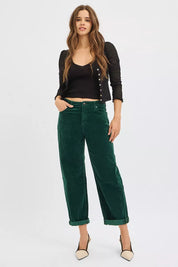 RISEN High Rise Crop Barrel Cordurory Pants | Pants Daverri Fashions
