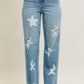 Judy Blue Full Size High Waist Rigid Magic Star Shaped Destroy 90's Straight Jeans Plus Size - DAVERRI FASHIONS