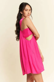 Davi & Dani Washed Satin Cutout Skirt Bandeau Mini Dress | Daverri Fashions
