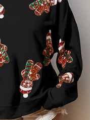 Sequin Gingerbread Man Long Sleeve Sweatshirt | Sweatshirts Daverri Fashions