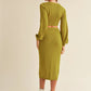 MABLE Front Twisted Knit Top and Midi Skirt Set Outfit Sets