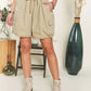 ADORA Drawstring Shorts with Pockets: beige cargo with side pockets