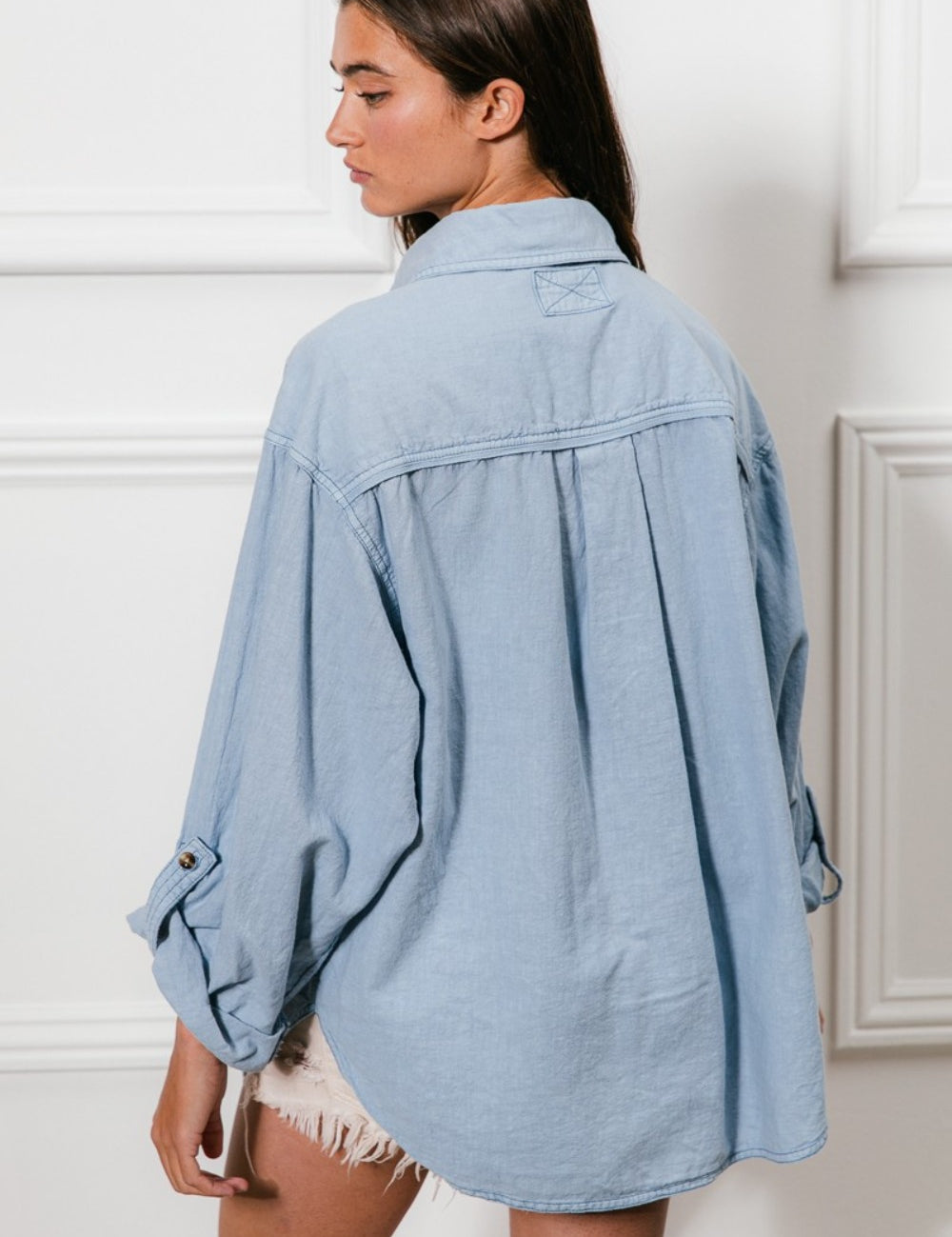 BiBi Button Down Stitch Detail Shirt with Chest Pockets